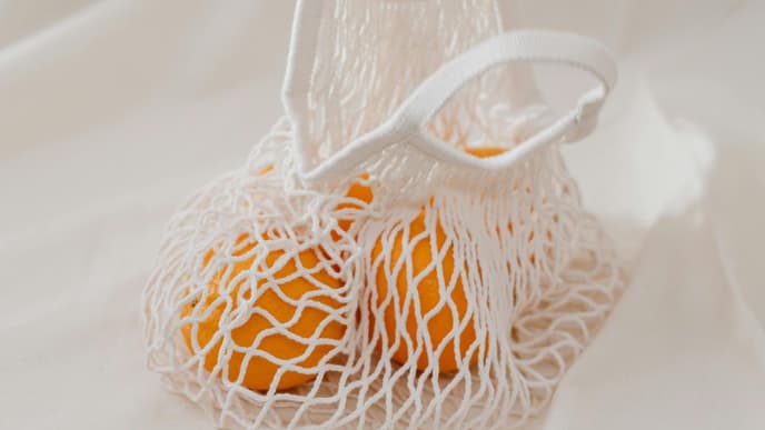Nachhaltig leben Orangen im Obstbeutel