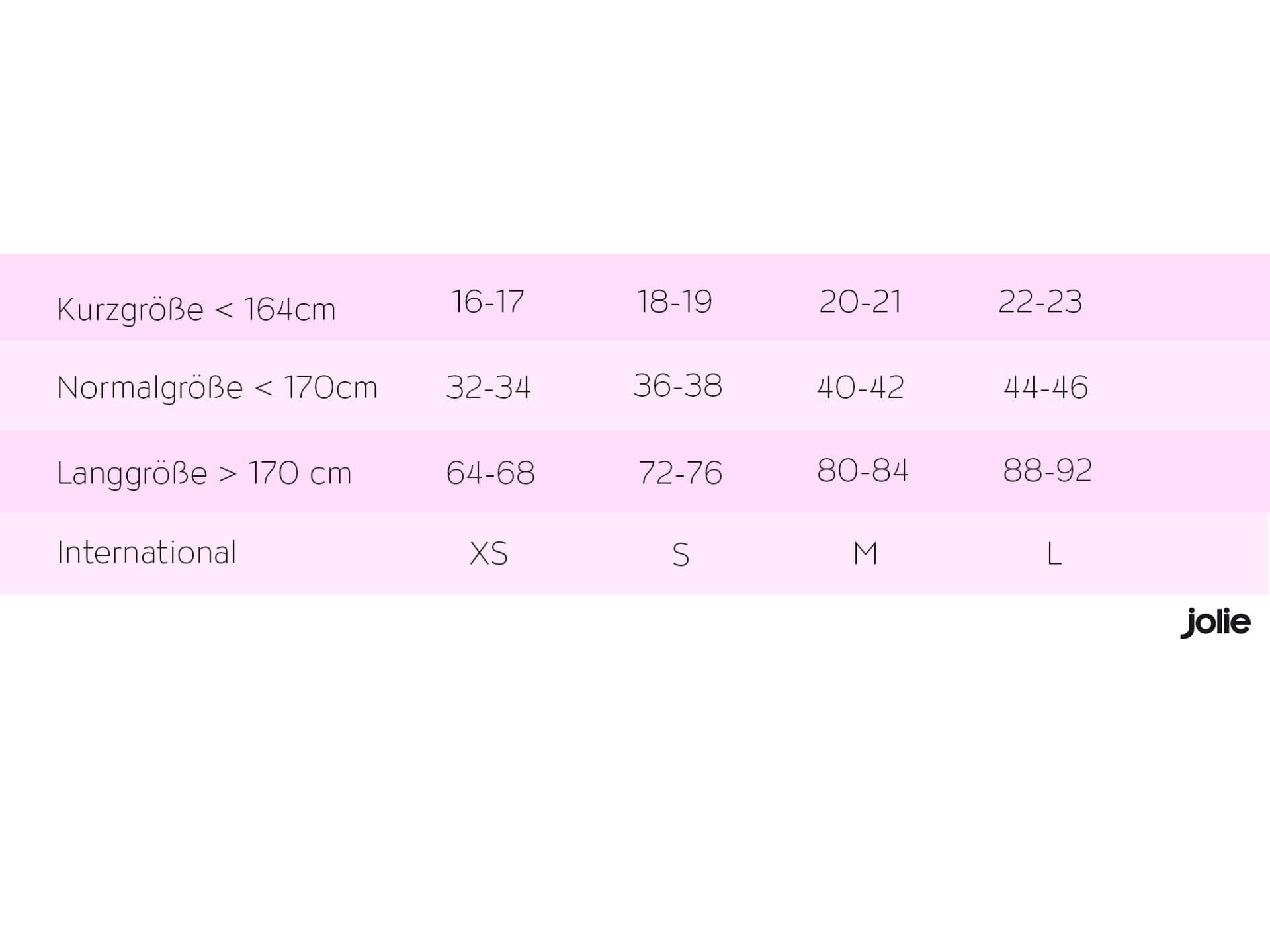 Konfektionsgrößentabelle Konfektionsgrößentabelle